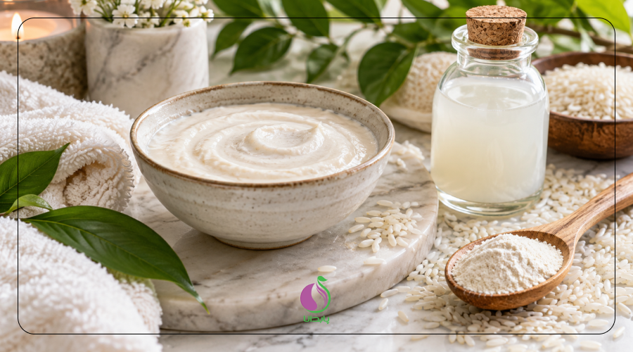 استفاده ماسک آب برنج و آرد برنج برای روشن کنندگی پوست