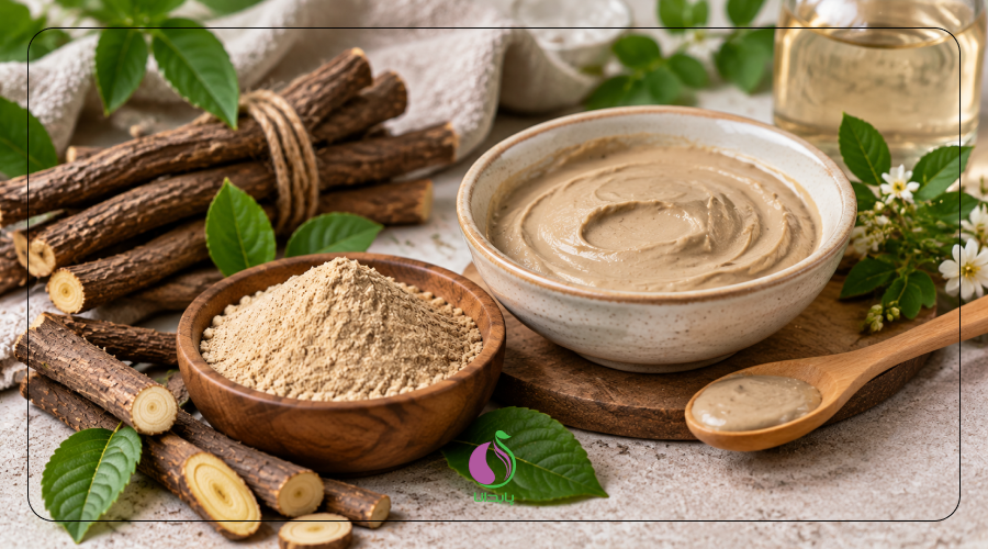 استفاده از ماسک شیرینبیان برای روشن کنندگی پوست صورت در خانه
